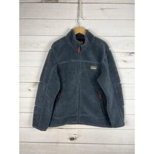 LL Bean Jacket Mens Extra Large Gray Fleece Sherpa Full Zip Outdoors XL-Reg